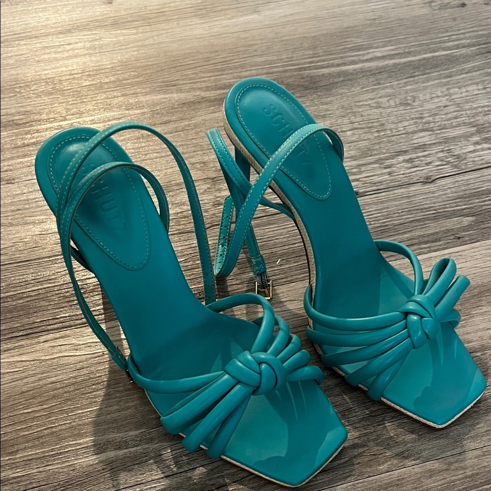 SCHUTZ Turquoise Knotted Heels